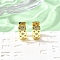 Brass Micro Pave Cubic Zirconia Rectangle Dangle Earrings, Rack Plating, Lead Free & Cadmium Free, Long-Lasting Plated, Clear, 15x12.5x7mm