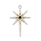 Natural Black Onyx(Dyed & Heated) Pendants, with 304 Stainless Steel Settings, Golden & Stainless Steel Color, Star, 39.5x25x3.5mm, Hole: 2mm