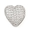Brass Micro Pave Cubic Zirconia Slide Charms, Long-Lasting Plated, Heart, Platinum, 12x11.5x5.5mm, Hole: 1.5x3mm and 10x1.5mm