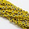 Handmade Evil Eye Lampwork Flat Round Bead Strands, Gold, 10x4mm, Hole: 1mm, about 38pcs/strand, 14.96 inch