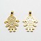 Girl Brass Micro Pave Cubic Zirconia Pendants, Cadmium Free & Nickel Free & Lead Free, Real 18K Gold Plated, 20x16x2mm, Hole: 2x3mm