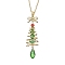 304 Stainless Steel Necklaces, Cable Chains, with Copper Wired Glass Pendants, Christmas Tree, Bowknot, 17.91 inch(45.5cm), Pendant: 50x15mm