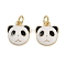 Brass Enamel Panda Shape Charms, with Jump Rings, Rack Plating, Cadmium Free & Lead Free, Long-Lasting Plated, Real 18K Gold Plated, White, 12x11.5x4mm, Hole: 3.2mm