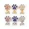 Rack Plating Alloy Rhinestone European Dangle Charms, Paw Print with Dog Bone Large Hole Pendants, Platinum, Mixed Color, 17.5mm, Bone: 7x8x2.5mm, Hole: 4.5mm