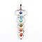 Gemstone Chakras Pendants, with Alloy Findings, Platinum, 58x20x4mm, Hole: 5x8mm
