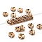 Brass Rhinestone Spacer Beads, Grade AAA, Wavy Edge, Nickel Free, Light Gold Metal Color, Rondelle, Crystal, 4x2mm, Hole: 1mm