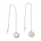 Crystal Rhinestone Half Round Dangle Stud Earrings, 304 Stainless Steel Ear Thread for Women, Stainless Steel Color, 100mm, Pin: 1mm
