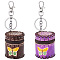 2Pcs 2 Colors Butterfly Pattern Leather Cylinder Wallets, Change Purse, with Iron & Alloy Keychain, Column, Mixed Color, 13.9cm, 1pc/color