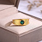 Brass Pave Green Cubic Zirconia Finger Rings, Golden, 8mm, US Size 7(17.3mm)