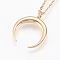 304 Stainless Steel Pendant  Necklaces, Double Horn/Crescent Moon, Real 18K Gold Plated, 17.99 inch(45.7cm), 1.5mm