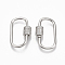 Brass Micro Pave Clear Cubic Zirconia Screw Carabiner Lock Charms, for Necklaces Making, Cadmium Free & Lead Free, Quick Links, Oval, Platinum, 24.5~26x15.5x1.5mm, Screw: 6.5x6mm