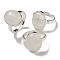 Natural Quartz Crystal Oval Adjustable Rings, Lead Free & Cadmium Free, Silver Plated Brass Finger Rings for Women Men, Oval: 18x14mm, Inner Diameter: 18mm