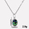 304 Stainless Steel Pave Natural Paua Shell Geometric Oval Pendant Necklaces, Stainless Steel Color, Pendant: 1.2x0.8cm
