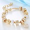 Heart Alloy with Crystal Rhinestone Charm Bracelets, Snake Chain Bracelets, with Alloy European Large Hole Beads, Golden, 7-1/8~8-5/8 inch(18~22cm)