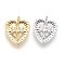 Brass Pendants Rhinestone Settings, Heart with Cross, Mixed Color, Fit: 0.6mm Rhinestone, 16x14x2mm, Hole: 3.5mm