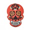Non-Tarnish Printed 201 Stainless Steel Sugar Skull Pendants, Cinco de Mayo Charm, Orange Red, 40.5x28x2mm, Hole: 2mm