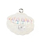 Opaque Resin Pendants, with Platinum Iron Loop, Shell Shape, 24x23.5x17mm, Hole: 2mm