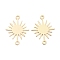 Brass Link Connectors, Long-Lasting Plated, Sun, Real 14K Gold Plated, 18x13.5x0.5mm, Hole: 1.2mm