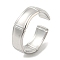 Non-Tarnish 304 Stainless Steel Open Cuff Ring, Bamboo, Stainless Steel Color, US Size 7 1/4(17.5mm)