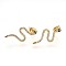 Brass Ear Studs, with Cubic Zirconia, Lead Free & Cadmium Free & Nickel Free, Snake, Clear, Golden, 24x11x1.5mm, Pin: 0.8mm