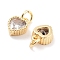 Brass with Cubic Zirconia Pendants, with Jump Ring, Cadmium Free & Nickel Free & Lead Free, Heart, Real 18K Gold Plated, 8x6x2.8mm, Hole: 2.4mm
