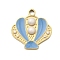 304 Stainless Steel Enamel Charms, Ion Plating(IP), Real 18K Gold Plated, Shell Shape, 14x14x3mm, Hole: 1.5mm