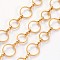 Brass Chains, Unwelded, with Spool,  Golden,  about 8 and 10mm in diameter,  1mm thick, about 32.8 Feet(10m)/roll
