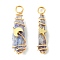 2Pcs Electroplated Natural Quartz Crystal Dyed Copper Wire Wrapped Pendants, Teardrop Charms with Brass Star & Moon, Golden, Sky Blue, 28~37x9.5~15.5x7.5~16mm, Hole: 3.5~4mm