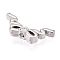 Rack Plating Alloy Beads, Cadmium Free & Nickel Free & Lead Free, Bowknot with Heart, Platinum, 9x21x4mm, Hole: 1.8mm