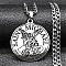201 Stainless Steel Pendant Necklaces, Flat Round with Saint Michael, Stainless Steel Color, 23.43 inch(59.5cm)