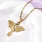 Moon Moth 304 Stainless Steel Pendant Necklaces, Ion Plating(IP), Real 18K Gold Plated, 17.91 inch(45.5cm)