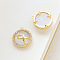 Brass Micro Pave Cubic Zirconia Pendants, with Cat Eyes, Half Round, Star, 15x14mm