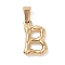 304 Stainless Steel Pendants, Bamboo Style, Letter, Ion Plating(IP), Real 18K Gold Plated, Letter.B, 18x12x3mm, Hole: 3x7mm
