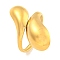 Ion Plating(IP) Teardrop 304 Stainless Steel Open Cuff Finger Rings for Women, Real 18K Gold Plated, 27mm, Inner Diameter: 17mm