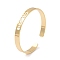 Rack Plating Brass Open Cuff Bangles for Women, Hollow Word Bangle, Golden, Inner Diameter: 2-1/8 inch(5.3cm)