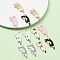 10Pcs 5 Style Printed Alloy Pendants, Cadmium Free & Nickel Free & Lead Free, Light Gold, Cat, Mixed Color, 30x15x1.5mm, Hole: 2mm, 2pcs/style