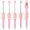 Plastic Ballpoint Pen, Stainless Steel Beadable Pen, For DIY Personalized Pen, Pink, 143.5x20x20mm