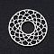 Tarnish Resistant 201 Stainless Steel Filigree Joiners Links, Laser Cut, Flat Round with Flower, Stainless Steel Color, 17.5x1mm