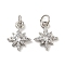 Rack Plating Brass Micro Pave Cubic Zirconia Pendants, with Jump Ring, Cadmium Free & Lead Free, Long-Lasting Plated, Snowflake, Platinum, 13x10.5x3mm, Hole: 3.4mm