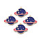 Alloy Enamel Pendants, Cadmium Free & Nickel Free & Lead Free, Light Gold, Planet, Midnight Blue, 22x28x2mm, Hole: 1.6mm
