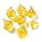 7 Styles Transparent Resin Polyhedral Dice Pendants Set, Multi-Sided Dice Charms with Platinum Plated Iron Loops, Mixed Shapes, Gold, 20~28x19~24x17~24mm, Hole: 2mm, 1pc/style, 7Pcs/set