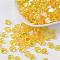 Transparent Acrylic Beads, Heart, Yellow, AB, Size: about 8mm wide, 3mm thick, hole: 1mm, about 2800pcs/500g