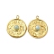 Natural Amazonite Pendants, Flat Round Charms with Eye, with PVD Vacuum Plating Real 18K Gold Plated 201 Stainless Steel Findings, 17.5x15x4mm, Hole: 1.4mm