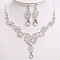Teardrop & Moon Alloy Rhinestone Pendant Necklace & Stud Dangle Earring, Silver, Crystal, 440mm & 60mm