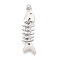 Brass Pendants, Cadmium Free & Lead Free, Fishbone, with Jump Ring, Platinum, 49x12x5.5mm, Hole: 3.5mm