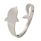 Non-Tarnish 304 Stainless Steel Open Cuff Rings, Jewely for Women, Dolphin, Stainless Steel Color, US Size 8 1/2(18.5mm)