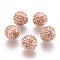 Handmade Indonesia Beads, with Metal Findings, Round, Light Gold, Light Coral, 19.5x19mm, Hole: 1mm