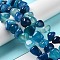 Natural Agate Beads Strands, Dyed & Heated, Nuggets, Tumbled Stone, Dodger Blue, 6.5~13x10~13x1.5~11mm, Hole: 1.6mm, about 22pcs/strand, 7.20~7.72''(18.3~19.6cm)