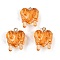Resin Pendants, with Golden Iron Findings, Heart, Orange, 23x18x11mm, Hole: 2mm