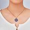 Bohemian Style Brass Blue & Black Enamel Sun Pendant Necklace with Clear Cubic Zirconia, Platinum, 15.75 inch(40cm)